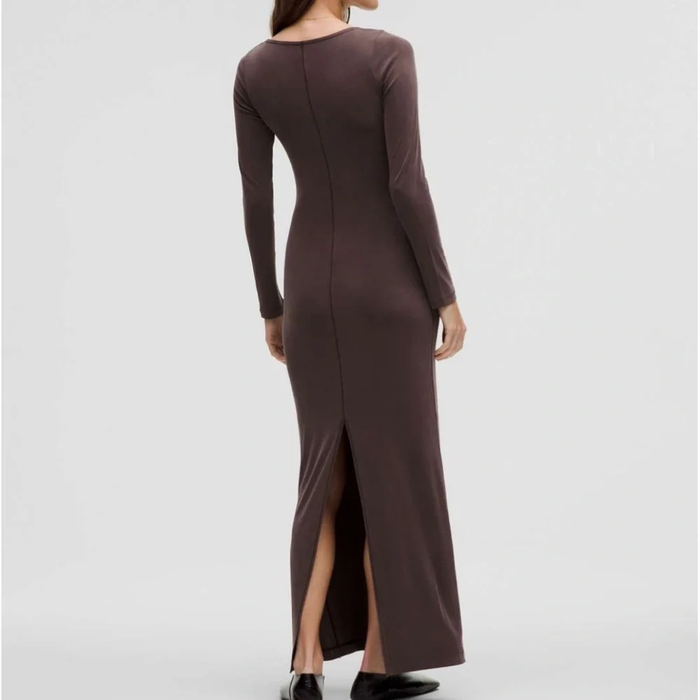 NWT Lululemon Drapey Softstreme Long-Sleeve Maxi Dress Women’s XL Espresso Brown